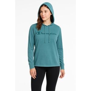 CHAMPION‎ Teal Leopard Print Drawstring Waist Hoodie Womens Medium